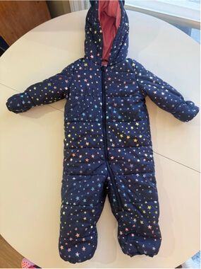 Baby Joe Fresh Puffer Jacket 18-24 Months Navy Pink Star Print